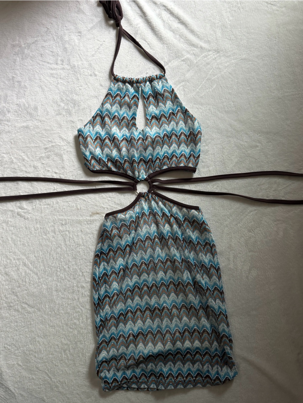 Chevron Pattern Blue & Brown with Ring Detail Rue21